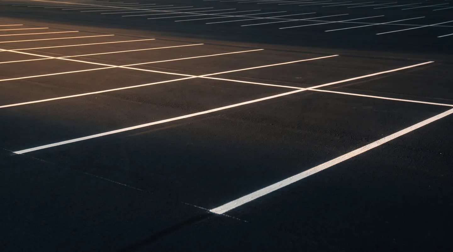 Freshly striped commercial parking lot